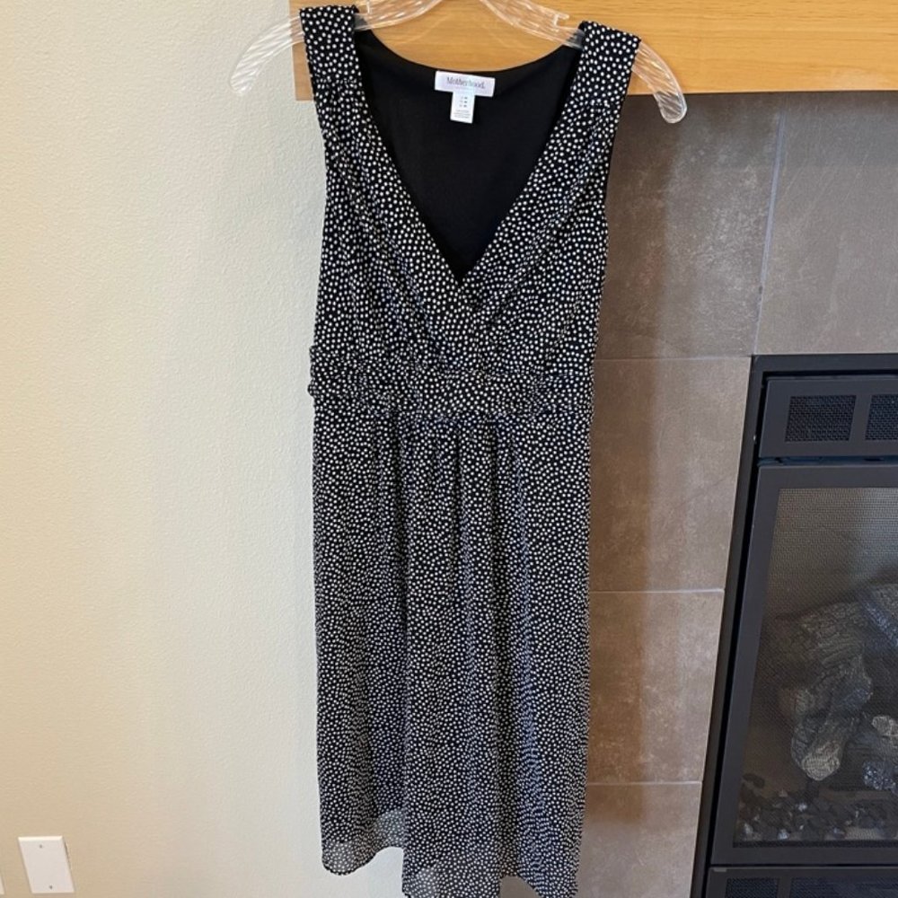 MOTHERHOOD MATERNITY BLACK WHITE POLKA DOT DRESS SIZE M